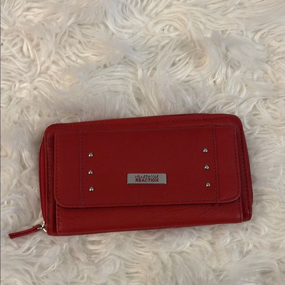 Kenneth Cole Reaction Red Wallet with Silver Studs NWOT